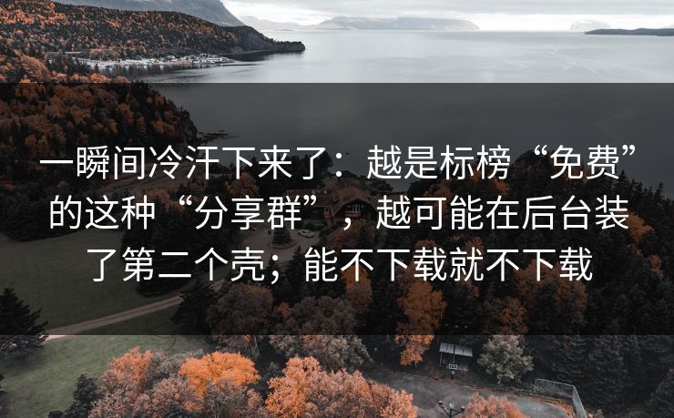 一瞬间冷汗下来了：越是标榜“免费”的这种“分享群”，越可能在后台装了第二个壳；能不下载就不下载