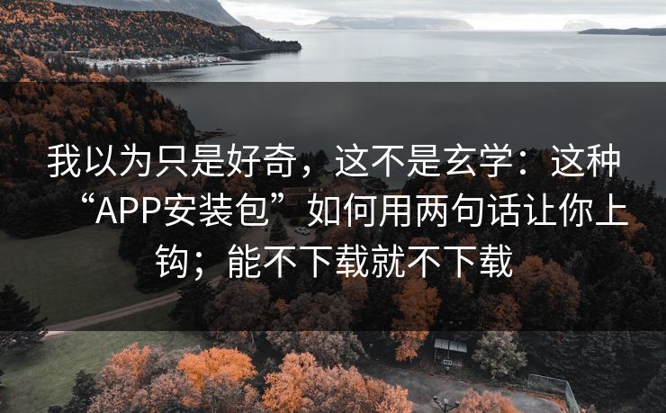 我以为只是好奇，这不是玄学：这种“APP安装包”如何用两句话让你上钩；能不下载就不下载
