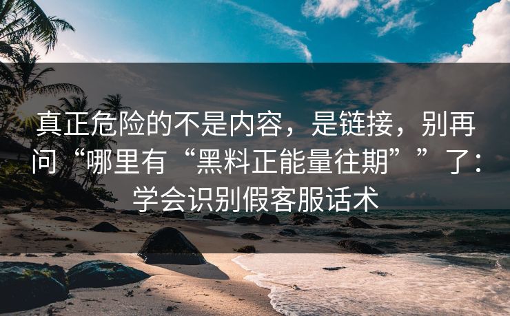 真正危险的不是内容，是链接，别再问“哪里有“黑料正能量往期””了：学会识别假客服话术