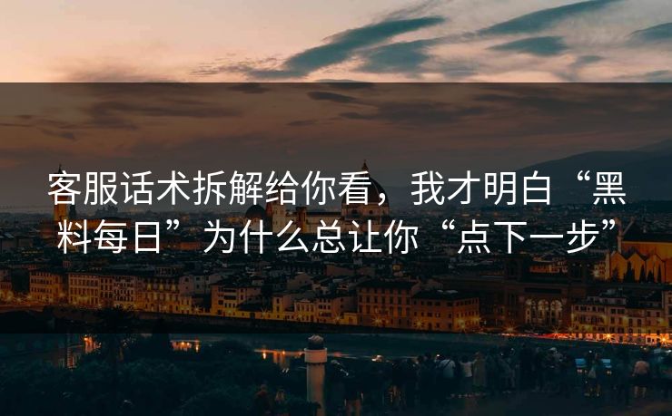 客服话术拆解给你看，我才明白“黑料每日”为什么总让你“点下一步”