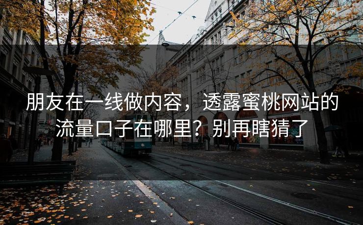朋友在一线做内容，透露蜜桃网站的流量口子在哪里？别再瞎猜了
