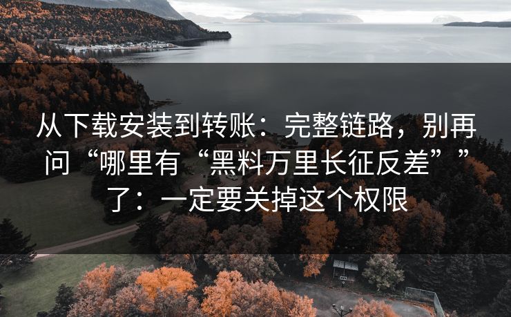 从下载安装到转账：完整链路，别再问“哪里有“黑料万里长征反差””了：一定要关掉这个权限