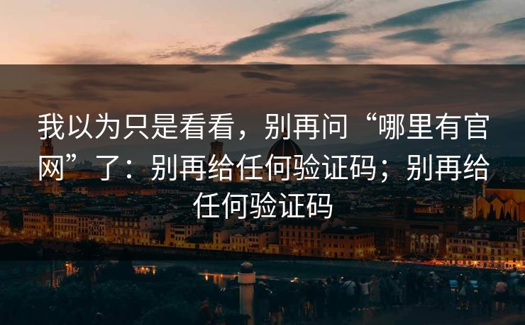 我以为只是看看，别再问“哪里有官网”了：别再给任何验证码；别再给任何验证码