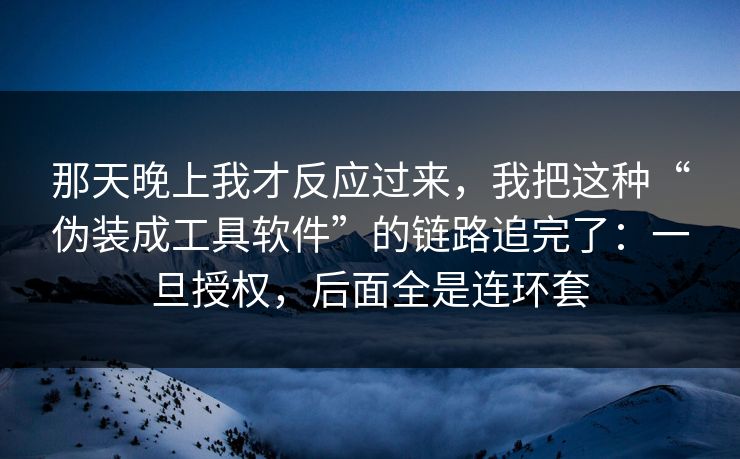 那天晚上我才反应过来，我把这种“伪装成工具软件”的链路追完了：一旦授权，后面全是连环套