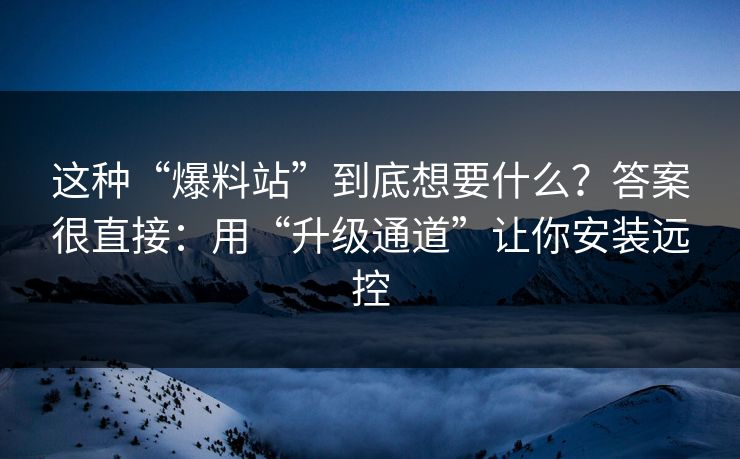 这种“爆料站”到底想要什么？答案很直接：用“升级通道”让你安装远控