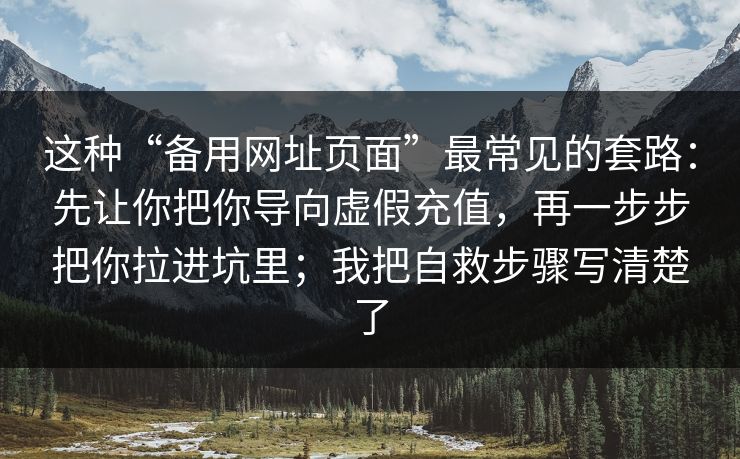 这种“备用网址页面”最常见的套路：先让你把你导向虚假充值，再一步步把你拉进坑里；我把自救步骤写清楚了