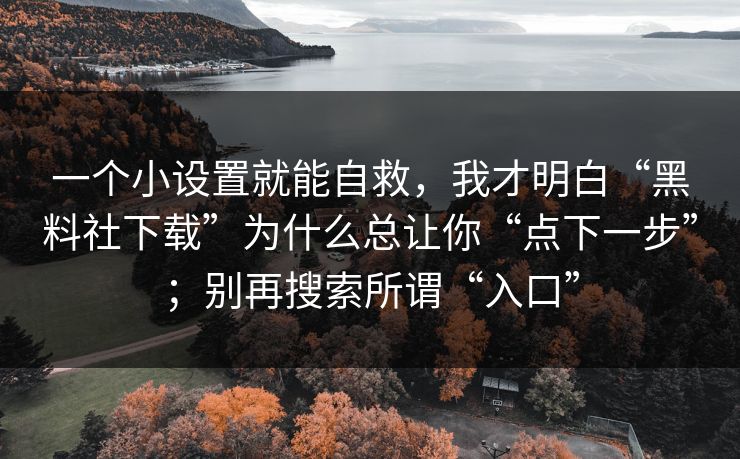 一个小设置就能自救，我才明白“黑料社下载”为什么总让你“点下一步”；别再搜索所谓“入口”